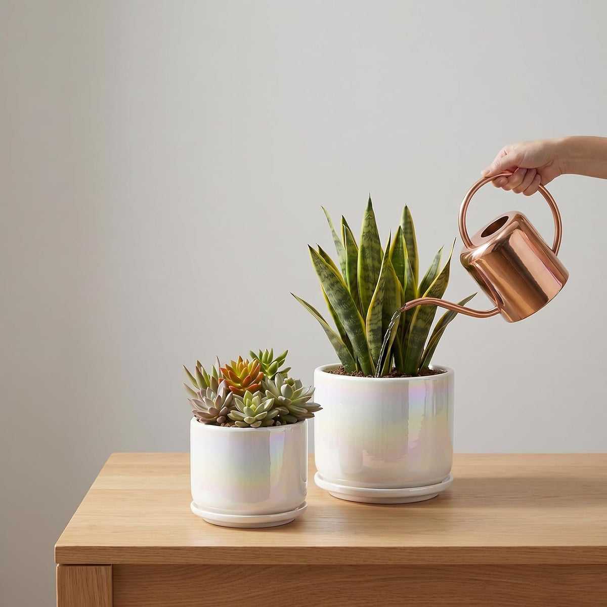 Plant Pots, 4+5+6 Inch Pots for Indoor Plants,Ceramic Planter Pot with Drainage Hole,Flower Pots for Succulent Cactus,Set of 3 - Rainbow Pearl Glaze