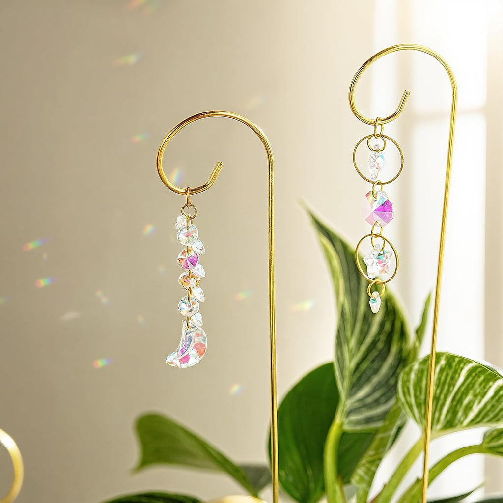 6PCS Small Trellis with Crystal Sun Catchers for Mini Potted Plants Gifts