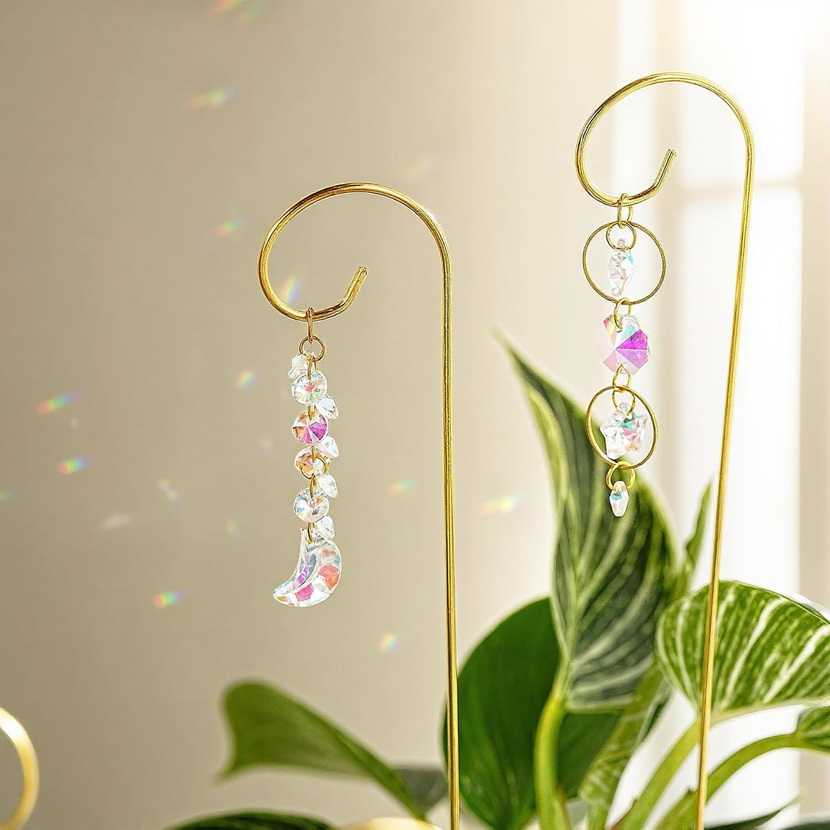 6PCS Small Trellis with Crystal Sun Catchers for Mini Potted Plants Gifts