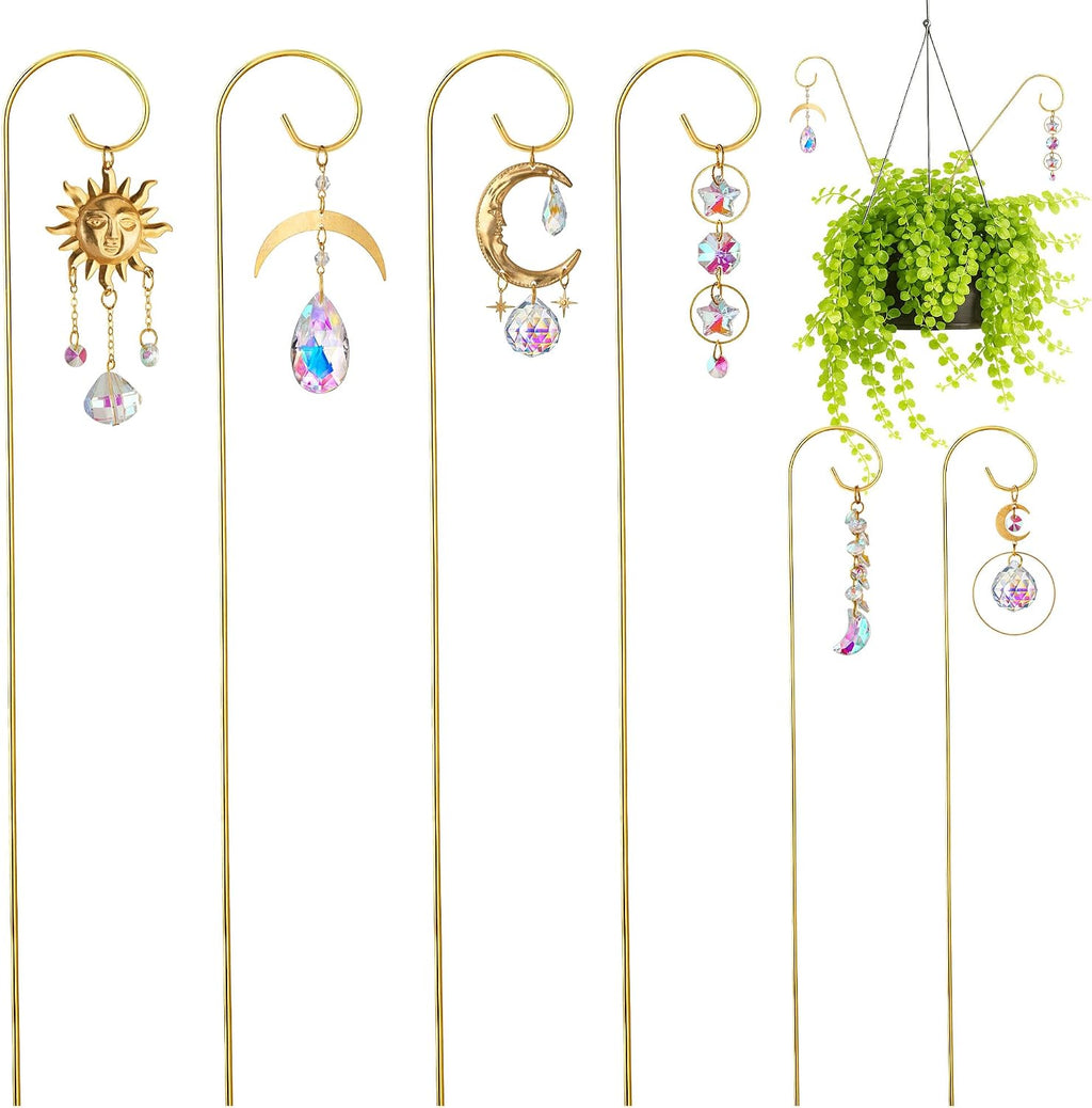 6PCS Small Trellis with Crystal Sun Catchers for Mini Potted Plants Gifts
