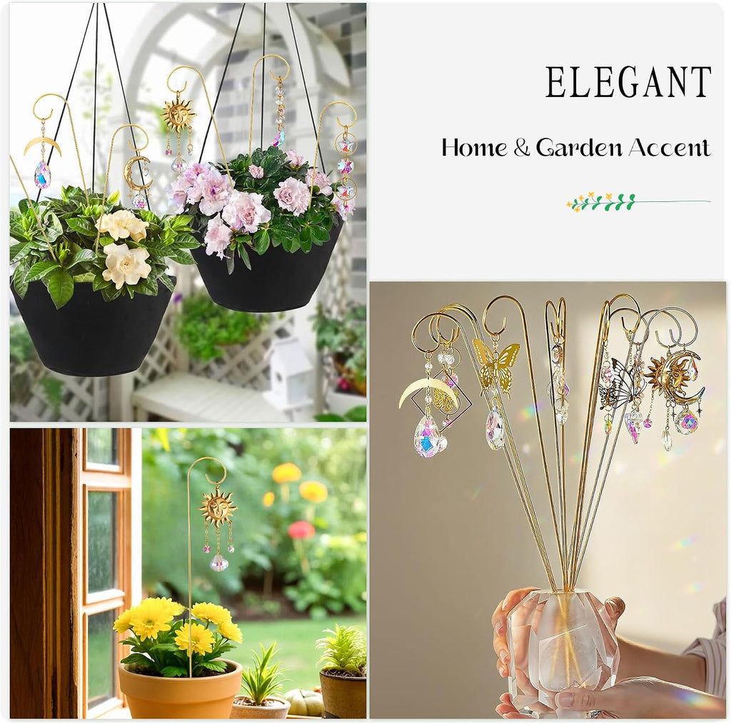 6PCS Small Trellis with Crystal Sun Catchers for Mini Potted Plants Gifts