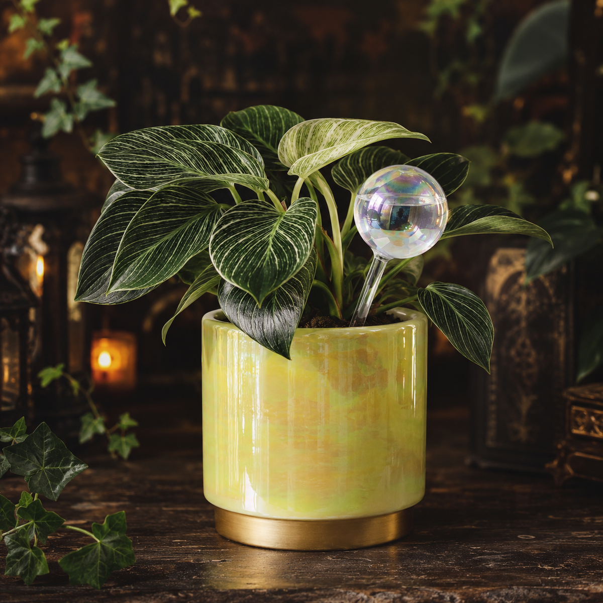 Large Iridescent Plant Watering Globes, Extra-Thick Glass, 6 Pack