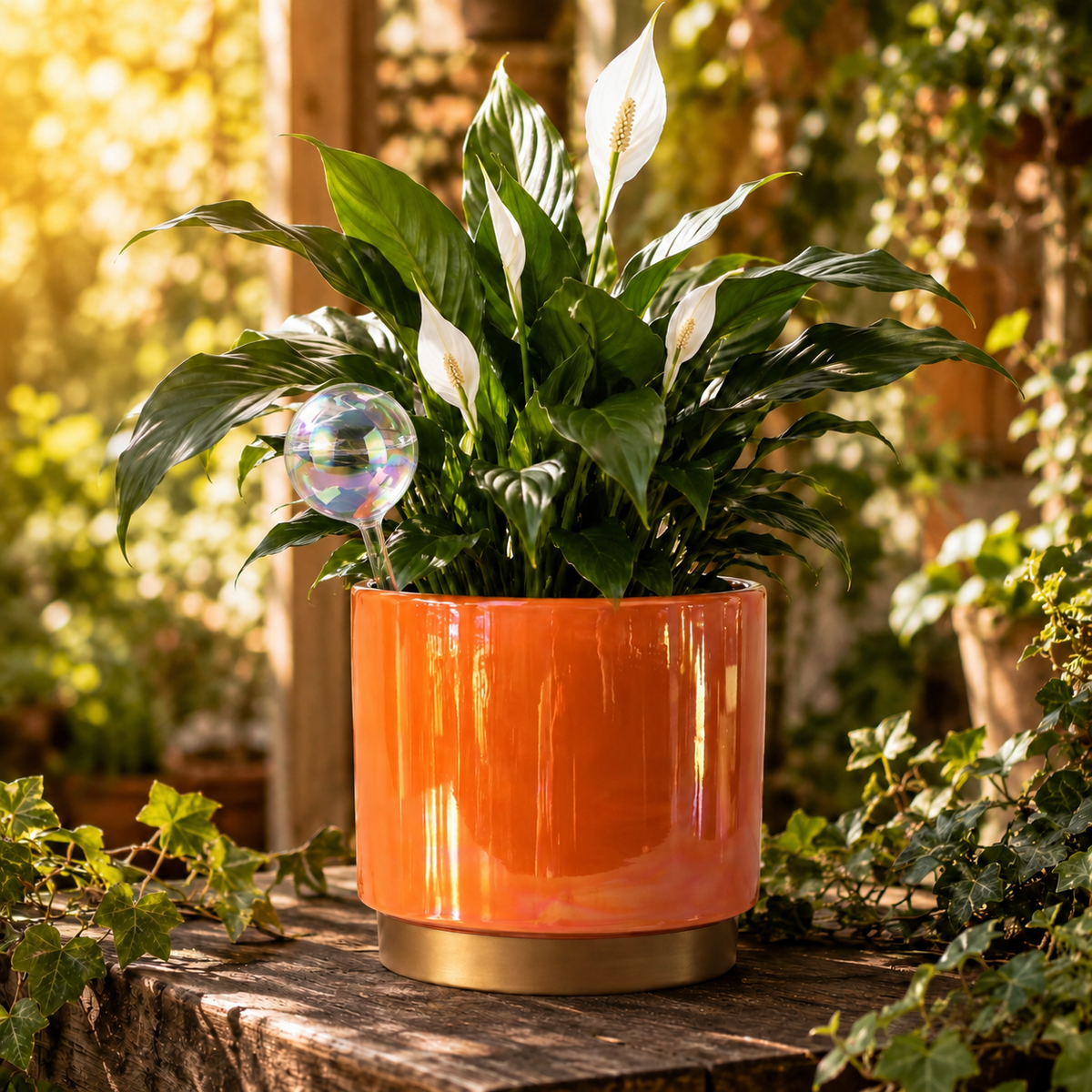 Large Iridescent Plant Watering Globes, Extra-Thick Glass, 6 Pack