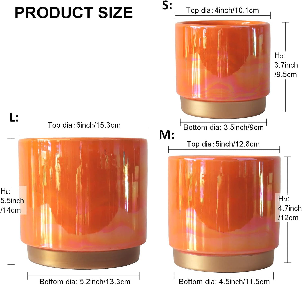 Ceramic Plant Pots for Indoor Plants, Planters with Drainage Holes