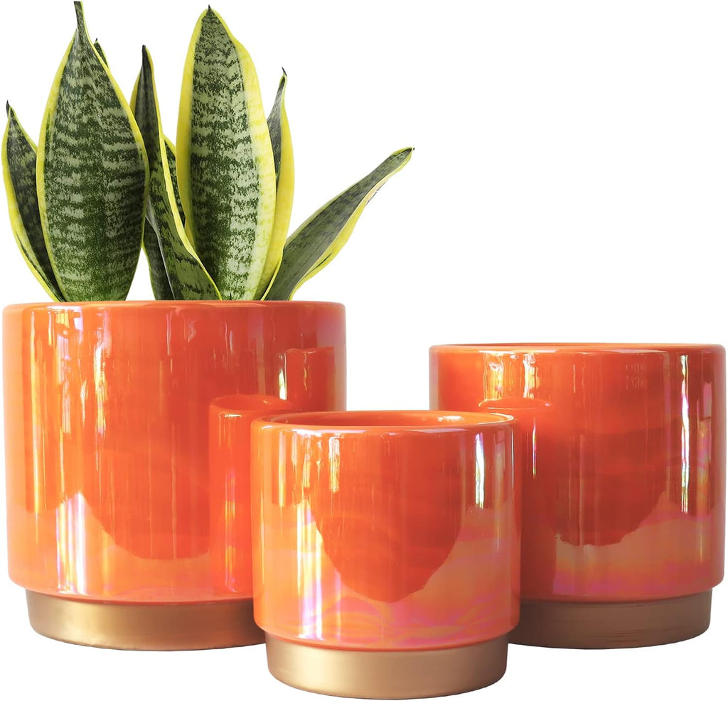 Ceramic Plant Pots for Indoor Plants, Planters with Drainage Holes