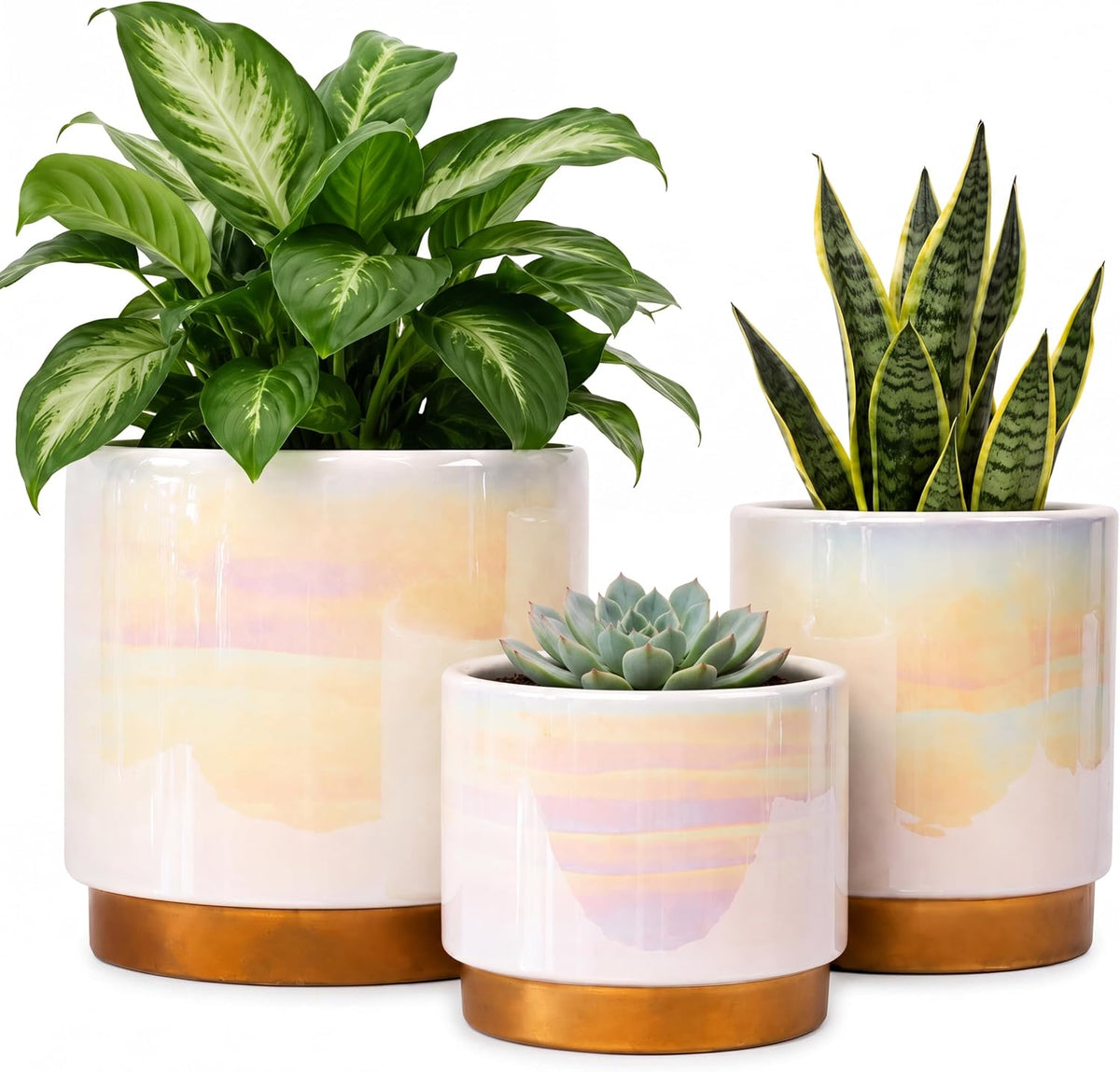 Ceramic Plant Pots for Indoor Plants, Planters with Drainage Holes