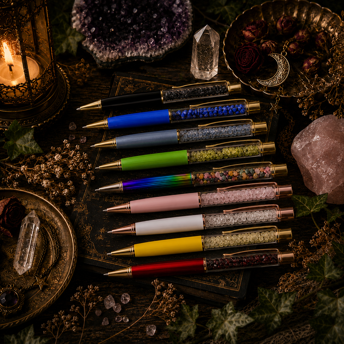 Natural Stone Crystal Ballpoint Pen - 2 Pack