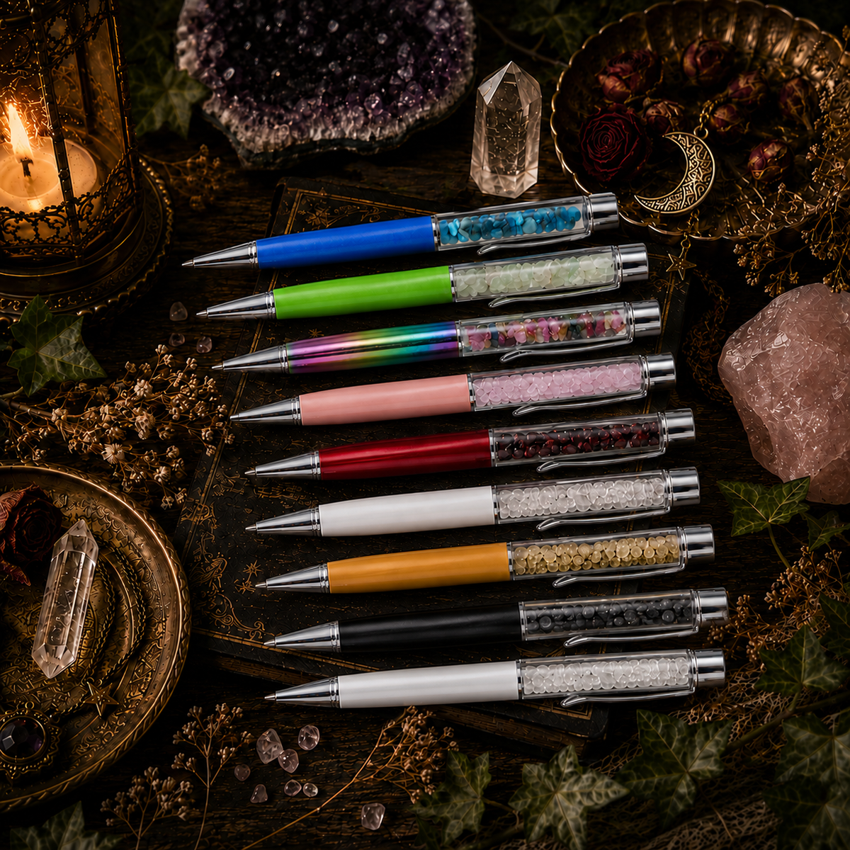 Natural Stone Crystal Ballpoint Pen - 2 Pack