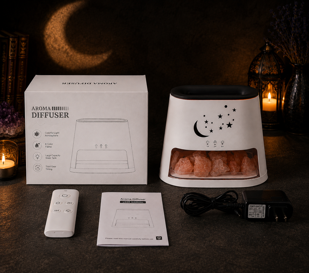 Himalayan Salt & Celestial Flame Effect Essential Oil Diffuser
