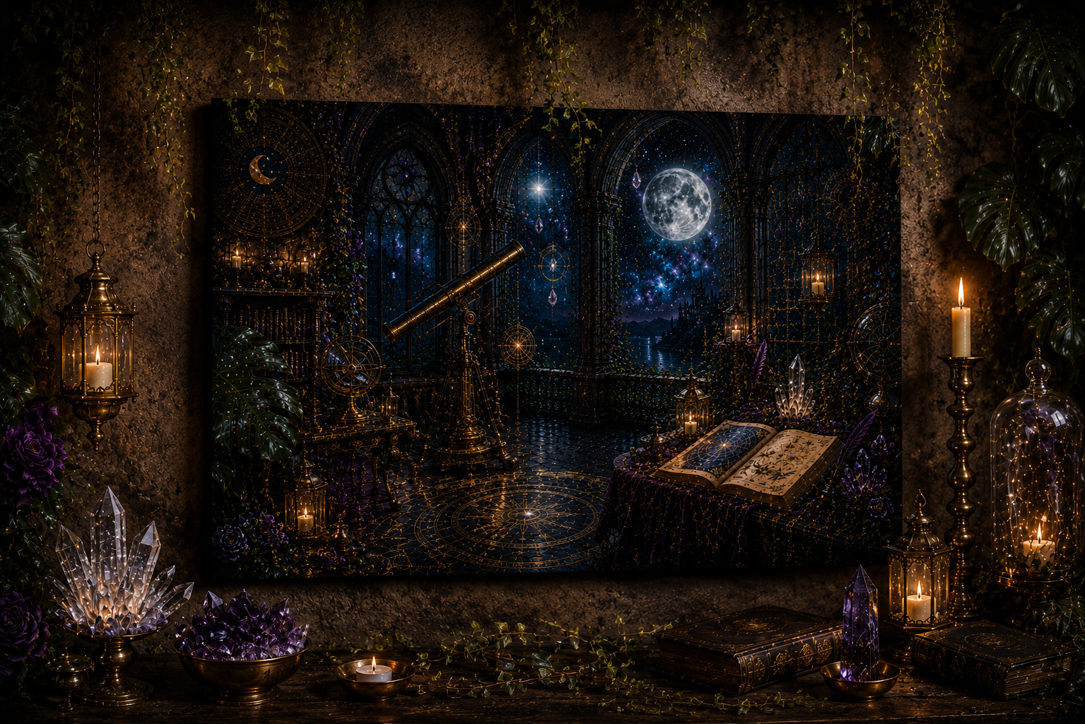 The Moonlit Observatory Fine-Art Canvas