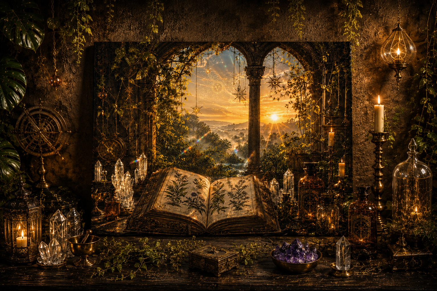 The Alchemist's Study at Dawn Fine-Art Canvas