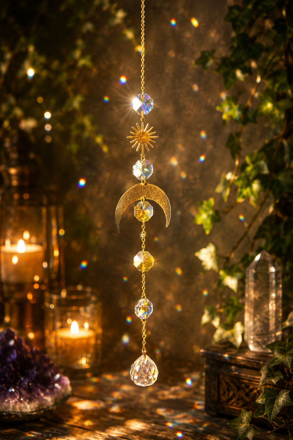 Ethereal Light Catcher Suncatcher – Hanging Crystal Prism for Home & Garden