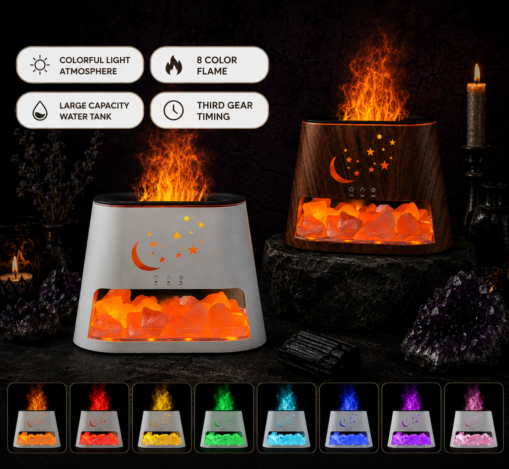 Himalayan Salt & Celestial Flame Effect Essential Oil Diffuser