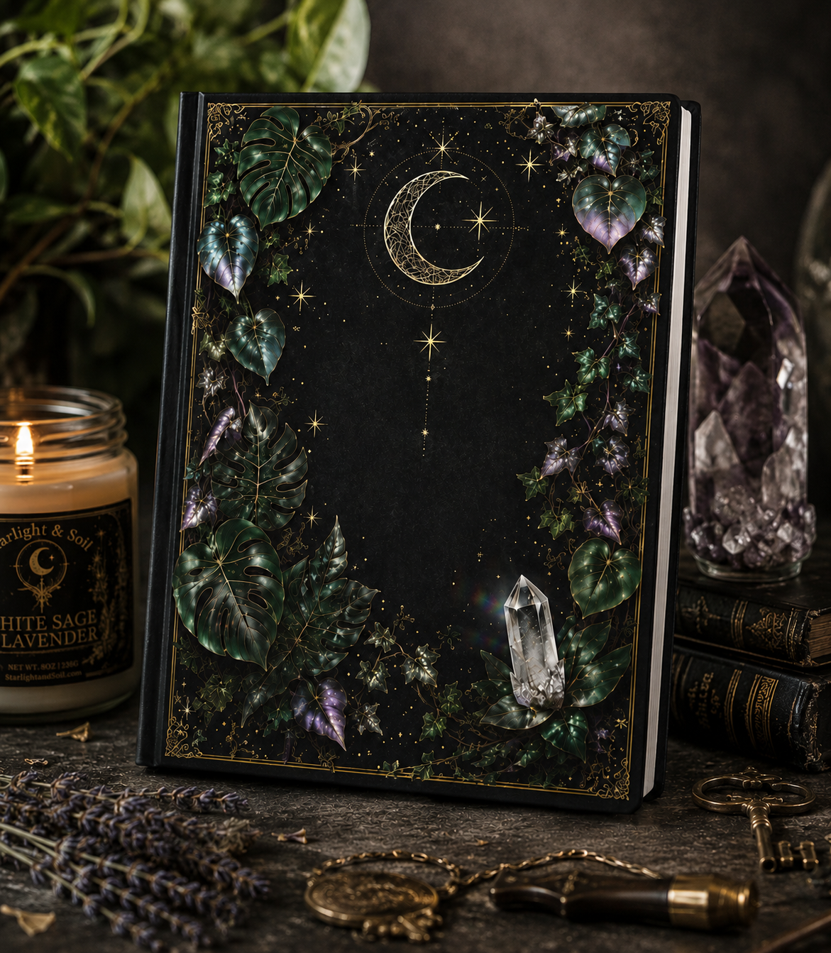 Mystic Moon & Crystal Hardcover Journal
