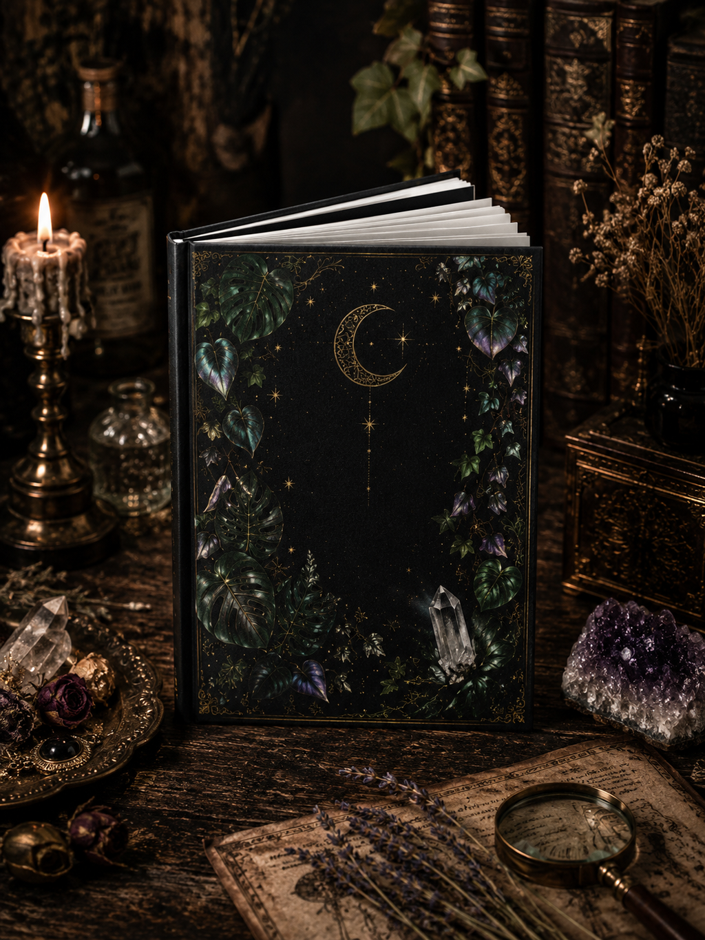 Mystic Moon & Crystal Hardcover Journal