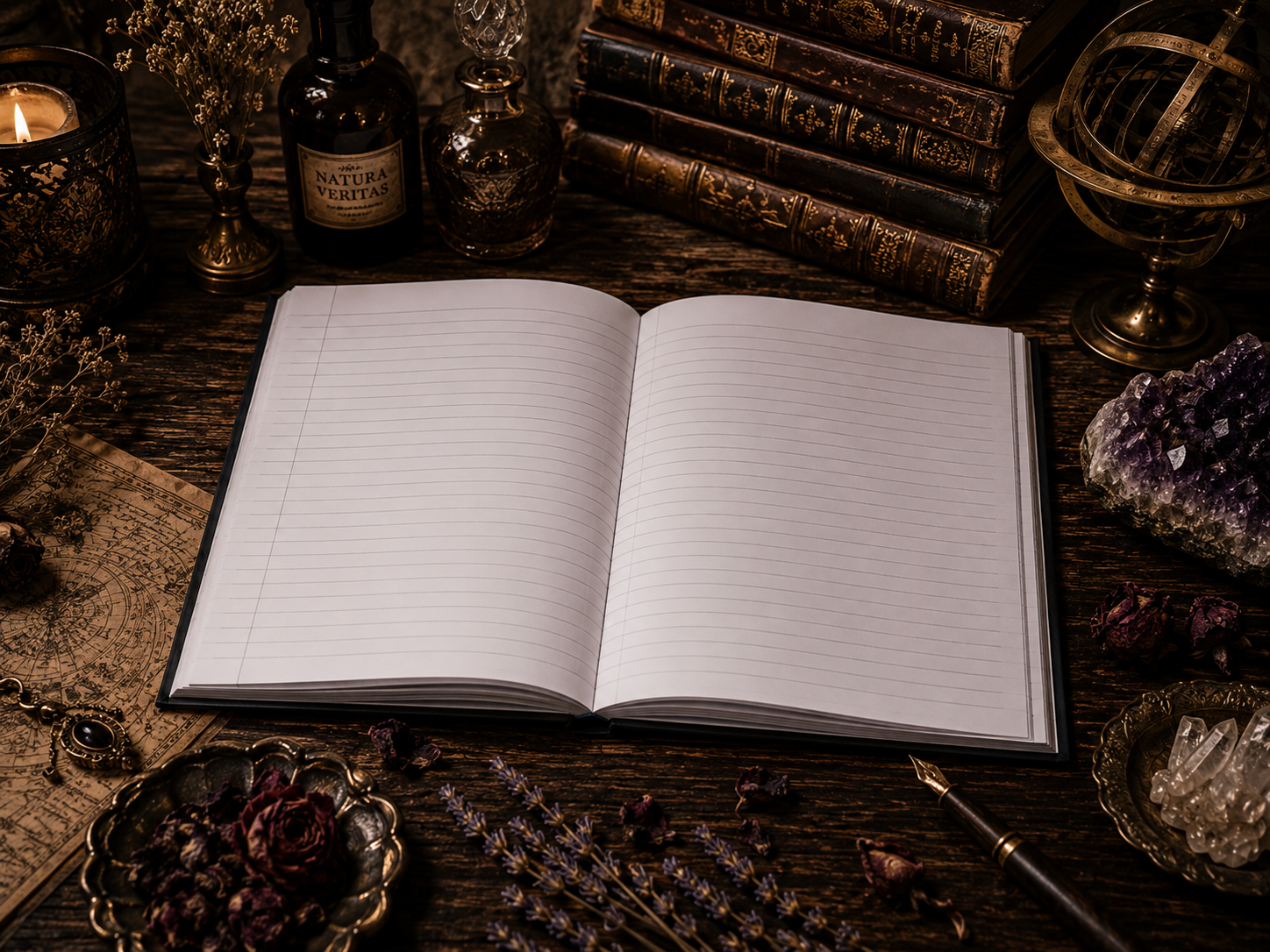Mystic Moon & Crystal Hardcover Journal
