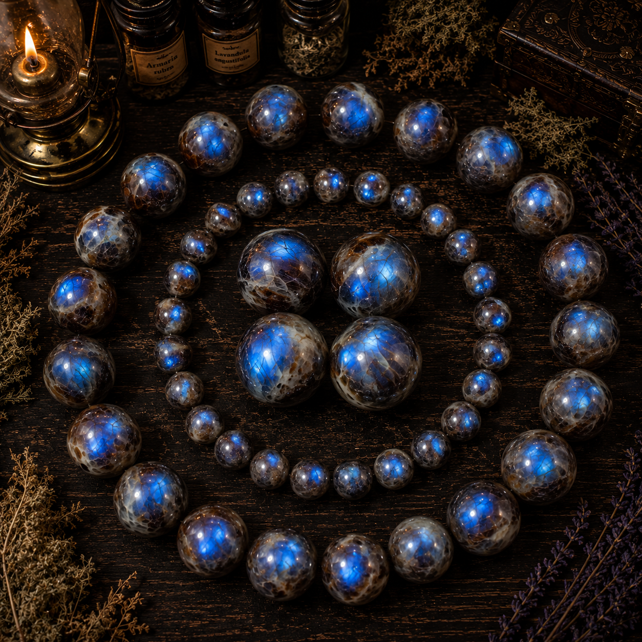 Natural Blue Moonstone Crystal Sphere - High Flash Polished Stone