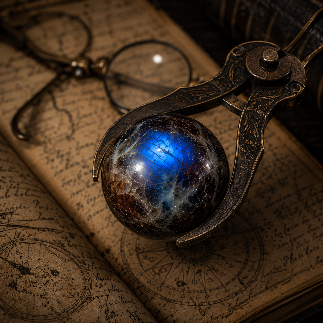 Natural Blue Moonstone Crystal Sphere - High Flash Polished Stone