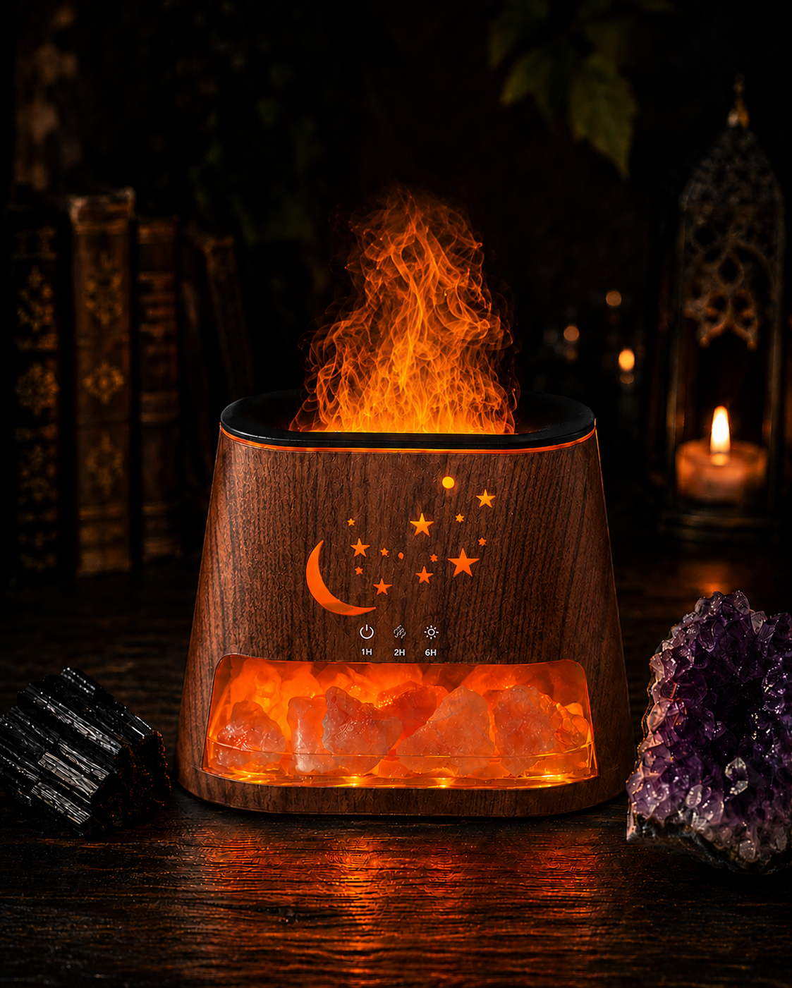 Himalayan Salt & Celestial Flame Effect Essential Oil Diffuser