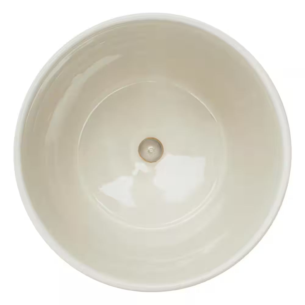 Lorelai Small White Floral Ceramic Planter with Drainage Hole and Attached Saucer (7.2 In. L X 7.2 In. W X 6.3 In. H)