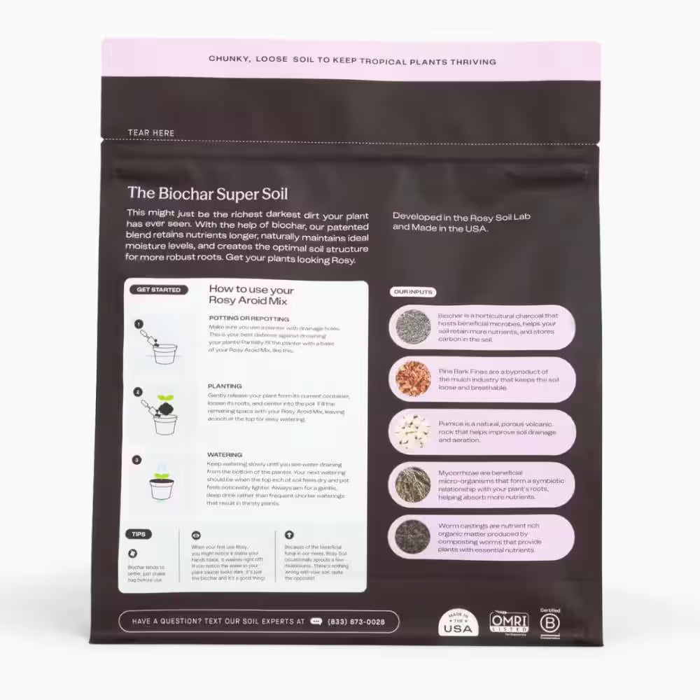 Organic 4 Qt. Living Soil Biochar Potting Mix for Aroids (1-Pack)