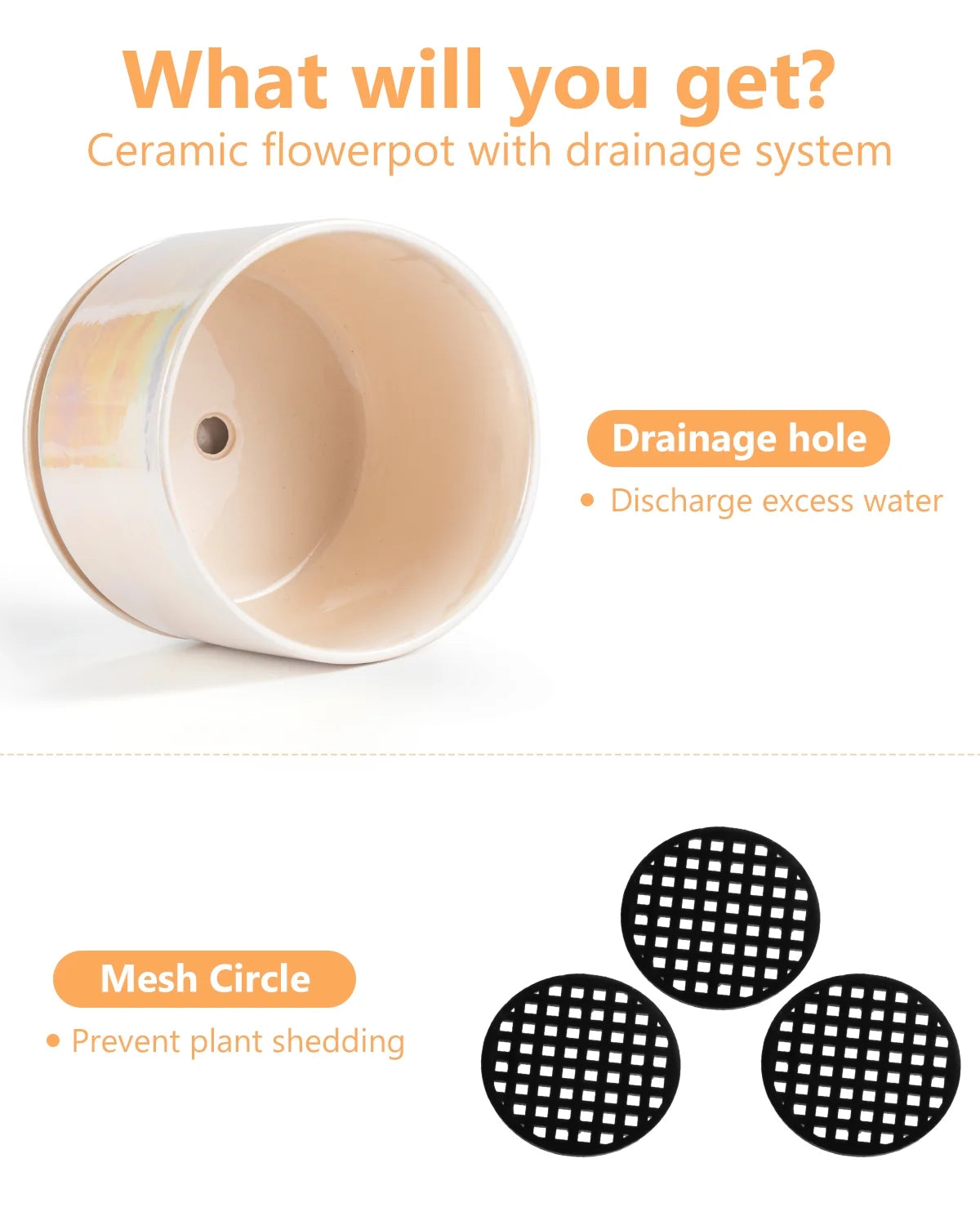 Plant Pots, 4+5+6 Inch Pots for Indoor Plants,Ceramic Planter Pot with Drainage Hole,Flower Pots for Succulent Cactus,Set of 3 - Rainbow Pearl Glaze